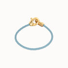 Blue leather bracelet with interlocking carabiner
