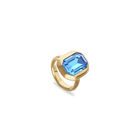 Rectangular ring with blue faceted crystal