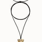 Long silk cord necklace with wing detail