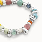 Pulsera el&aacute;stica ba&ntilde;ada en plata de ley y cristales multicolor