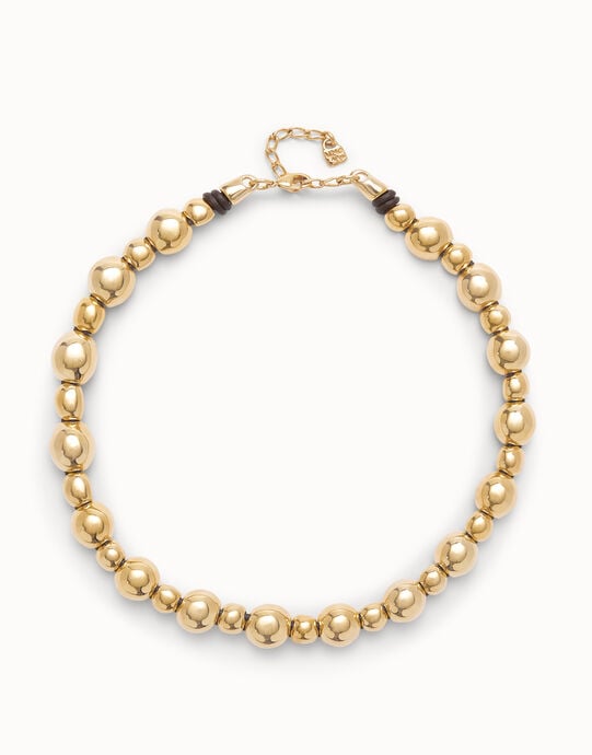 Colgante de bolas en dos tama&ntilde;os ba&ntilde;ado en oro 18k