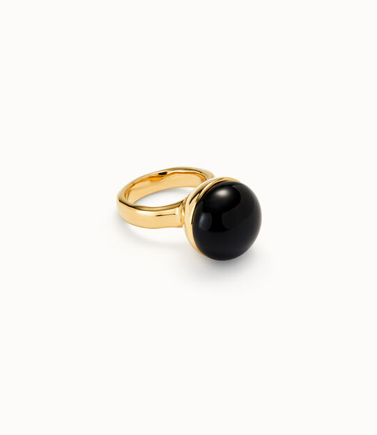 Anello placcato oro 18k con cristallo di Murano nero