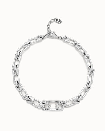 Sterling silver-plated necklace with rectangular link