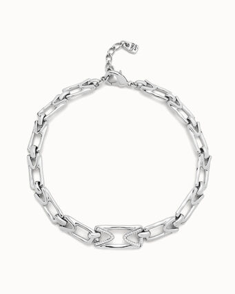 Collier plaqué argent avec maillon rectangulaire