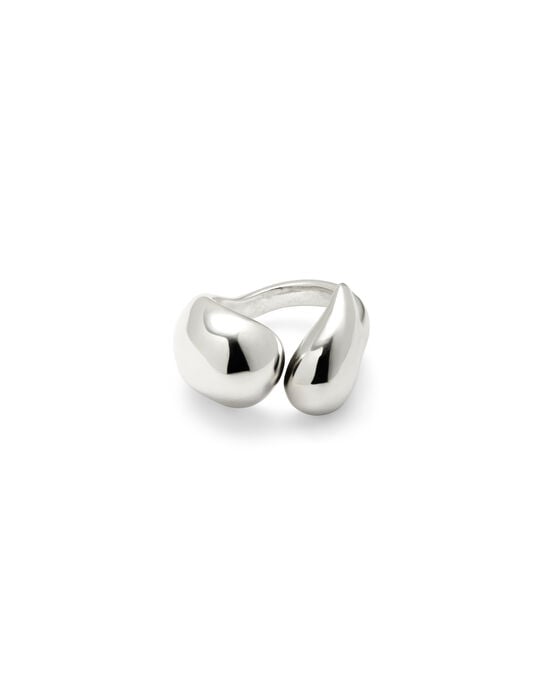 Anillo ba&ntilde;ado en plata con formas redondeadas irregulares