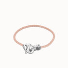 Pink leather bracelet with interlocking carabiner