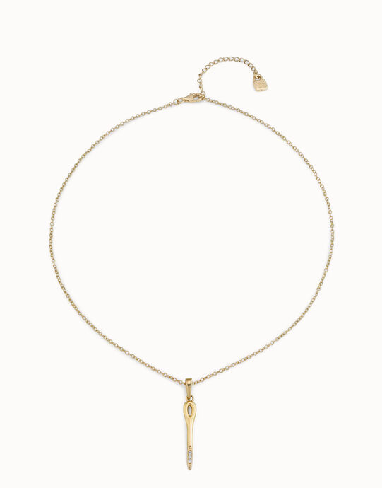 Long chain pendant necklace  with needle