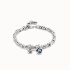 Beaded stretch bracelet with blue crystal