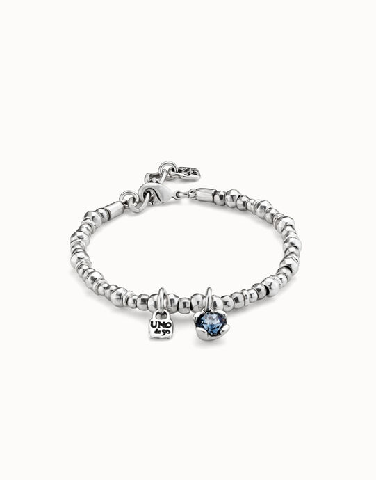Beaded stretch bracelet with blue crystal