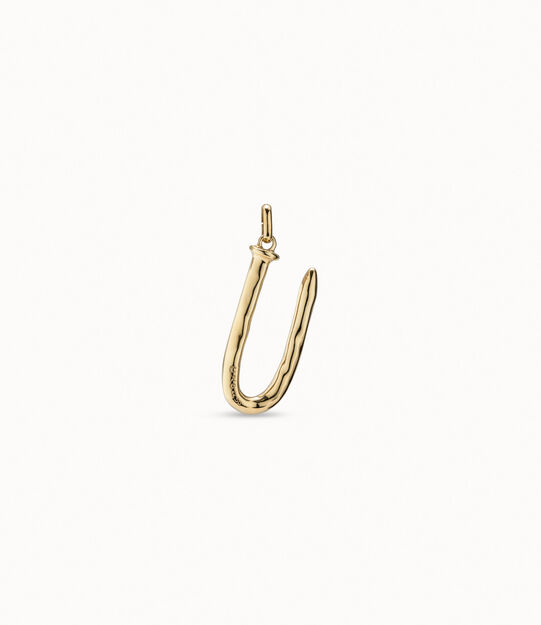 Colgante bañado en oro de 18k de letra U