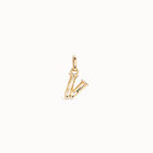 Charm ba&ntilde;ado en oro de 18k de letra V mediana
