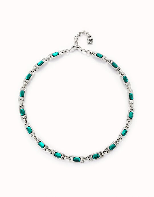 Short necklace with green crystals