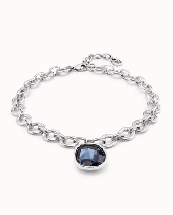 Sterling silver-plated short necklace and crystal