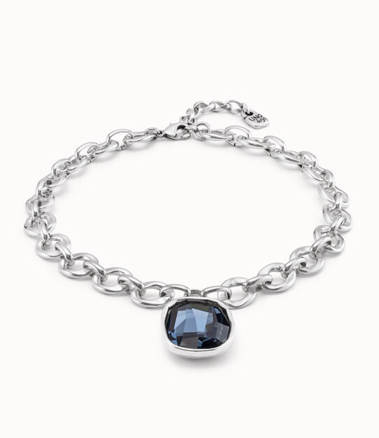 Collar corto bañado en plata de ley y cristal