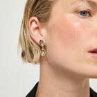 Long  earrings with two grey drop-shaped faceted crystals