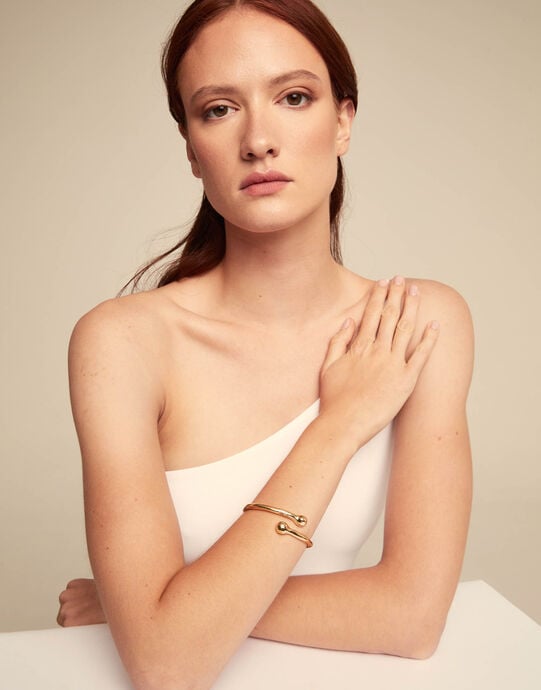 Pulsera ba&ntilde;ada en oro 18k con muelle interior, Dorado, large