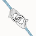 Blue leather bracelet with interlocking carabiner