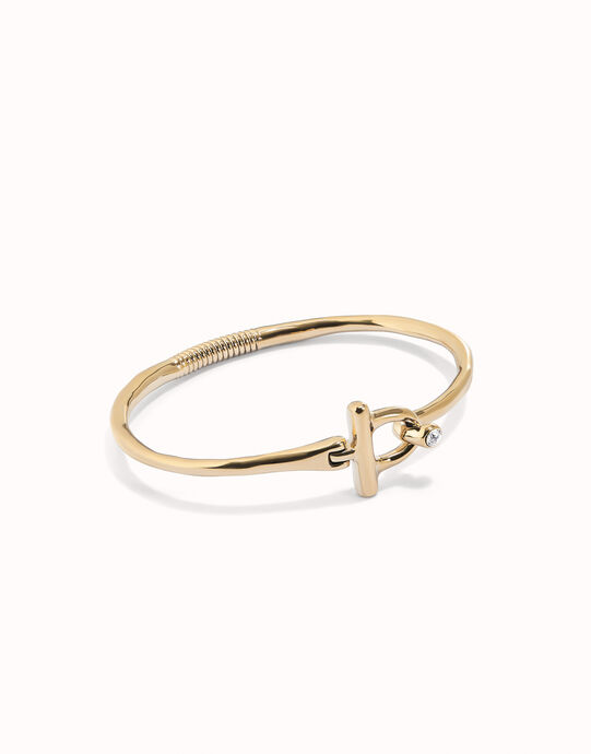 Bracelet avec fermoir frontal plaqu&eacute; or 18 carats avec topaze blanc