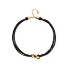Collier court en cuir &agrave; deux gouttes dor&eacute;es