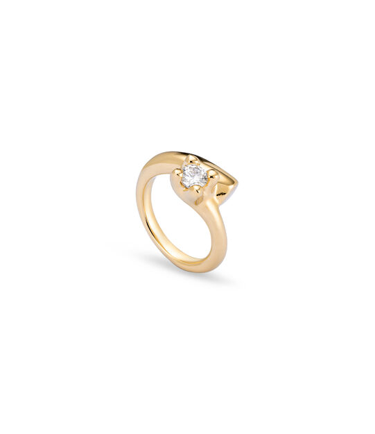 18K gold-plated ring with white cubic zirconia