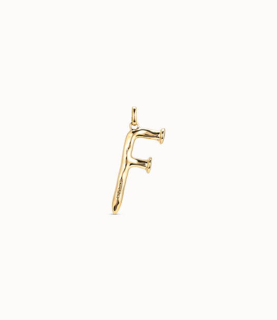 18K gold-plated letter F pendant