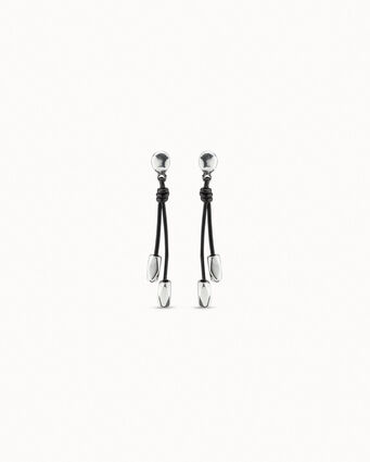 Sterling silver-plated long earrings with beads