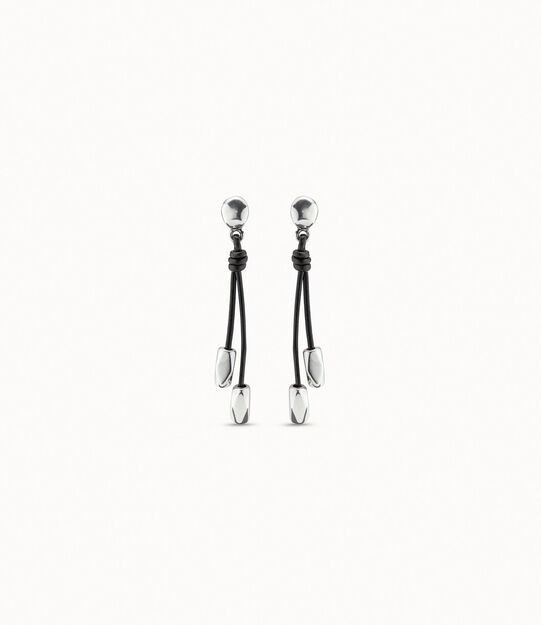 Sterling silver-plated long earrings with beads