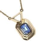 Necklace with rectangular blue faceted crystal