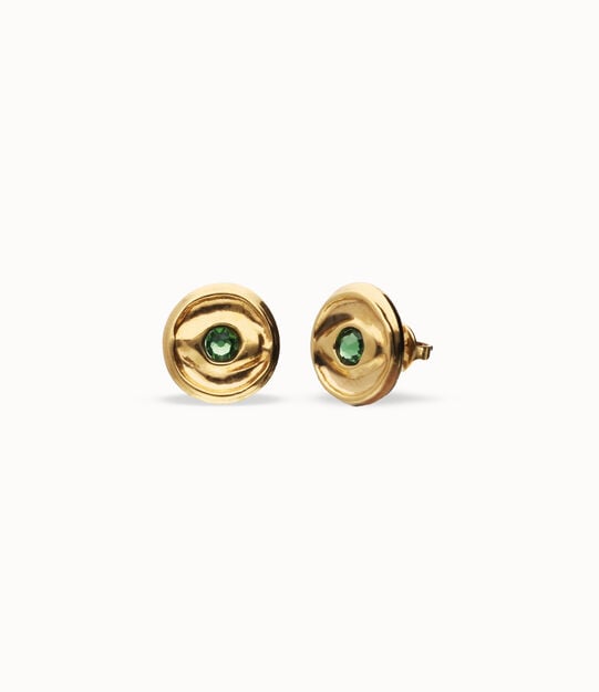Stud earrings with verde crystal