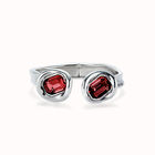 Bangle bracelet with two red crystals