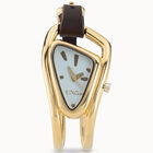 18K gold-plated leather and metal watch