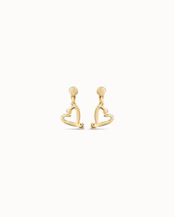 18K gold-plated nailed heart shaped earrings