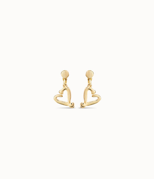Pendientes bañados en oro de 18k con forma de corazón clavado