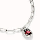 Gliederkette mit rotem Kristall aus 925er Sterlingsilber