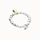 Pulsera de esferas medianas combinando ba&ntilde;o en oro y en plata