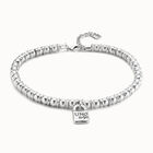 Short beaded chain necklace with padlock charm