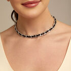 Short leather necklace with links