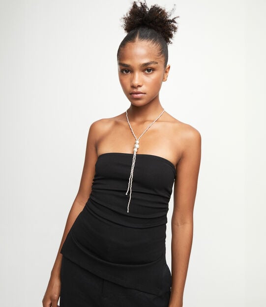 Colgante largo  ba&ntilde;ado en plata de ley con tres bolas centrales, Argent, large