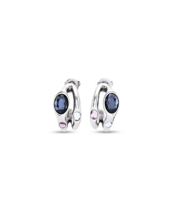 Sterling silver-plated earrings with black crystal