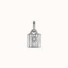 Sterling silver-plated padlock charm with topaz letter P