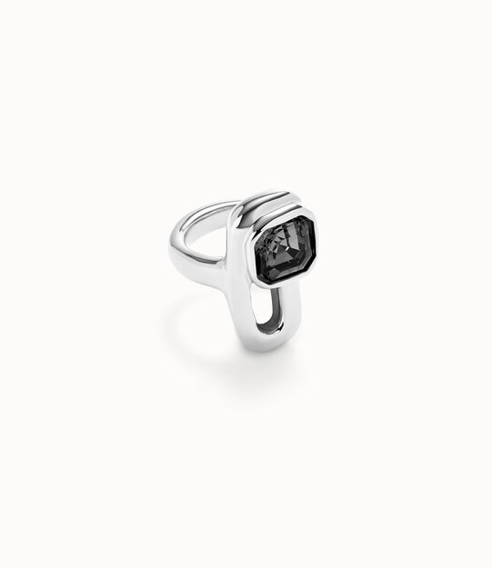 Anello placcato argento Sterling con cristallo nero