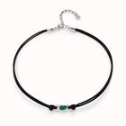 Leather necklace with green crystal