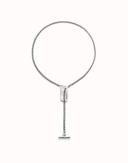Cadena ajustable ba&ntilde;ada en plata de ley y figura central