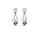 Pendientes ba&ntilde;ados en plata y cristal verde