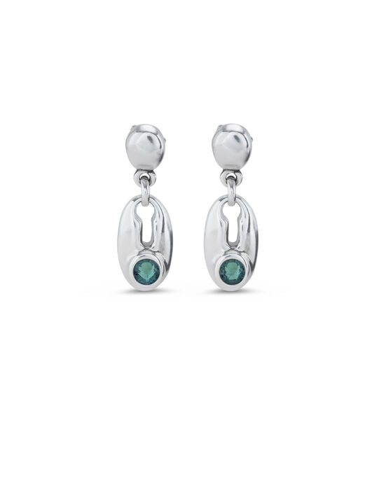 Drop earrings with green crystal