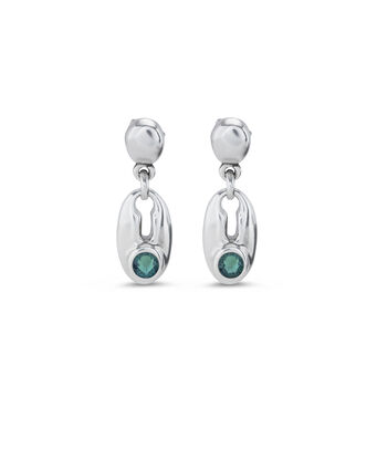 Silver-plated earrings and green crystal