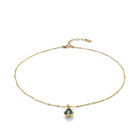 Collar ba&ntilde;ado en oro 18k con cristal facetado verde en forma de gota