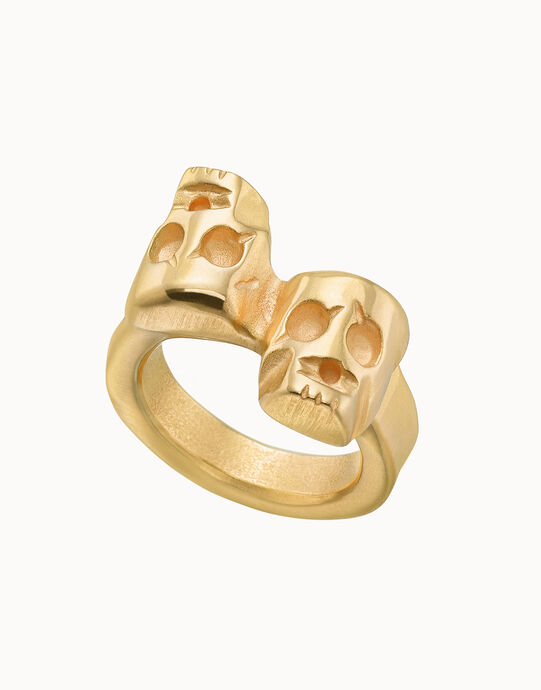 Anillo ba&ntilde;ado en oro con formas org&aacute;nicas para mujer