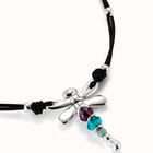 Leather pendant necklace with dragonfly