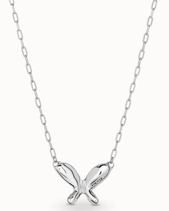 Long sterling silver-plated necklace with link chain
